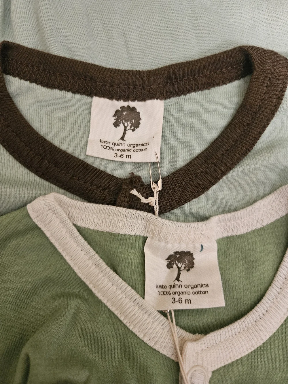 kate quinn Sage and Mint Green Cotton Kids Sleep Sacks with Dark Trim - Set Of 2